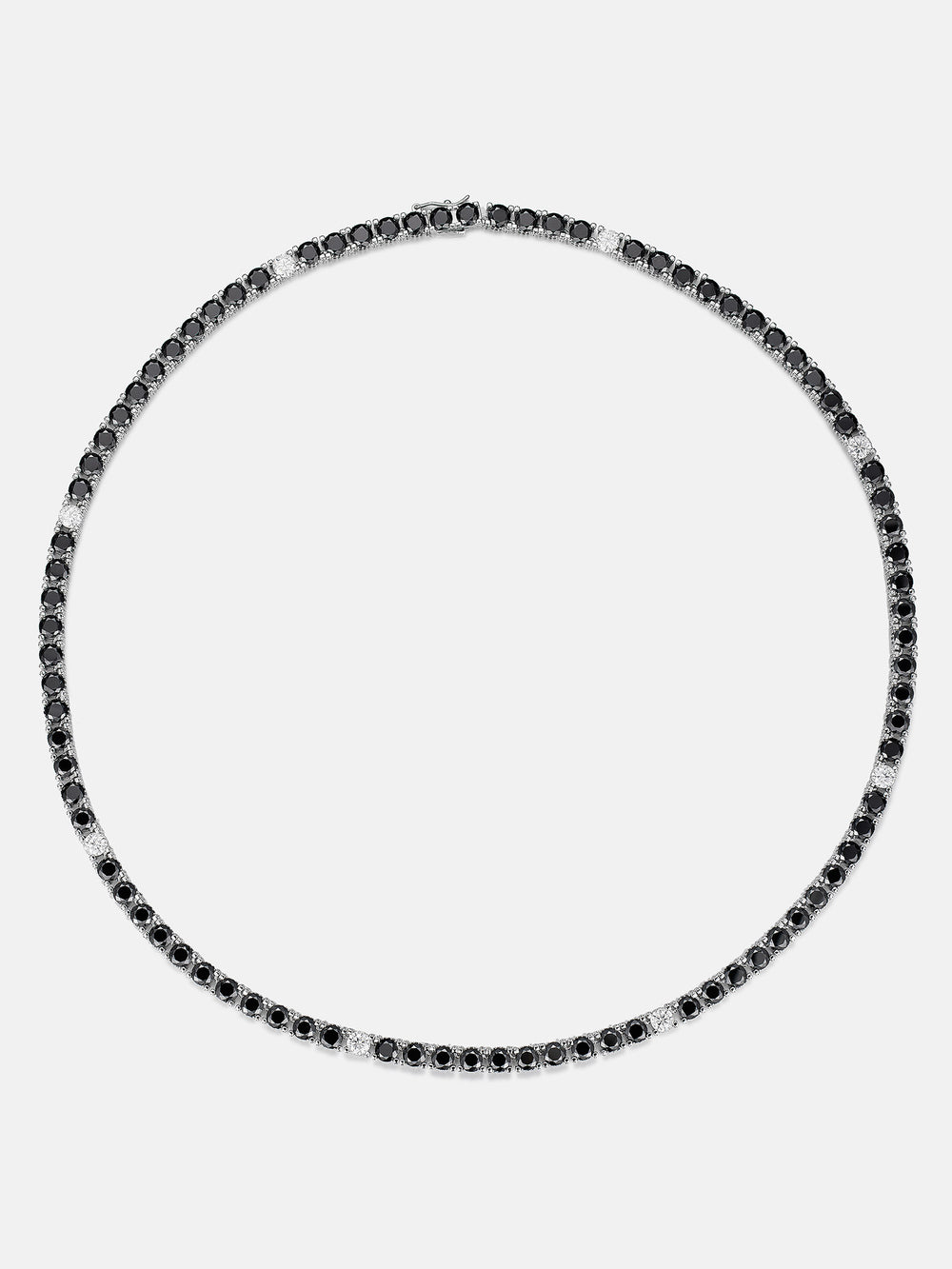 5mm 3-Sided Iced Black & White Moissanite Tennis Chain