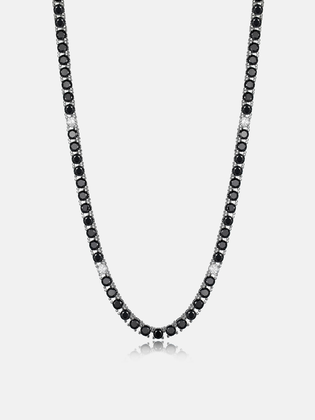 5mm 3-Sided Iced Black & White Moissanite Tennis Chain