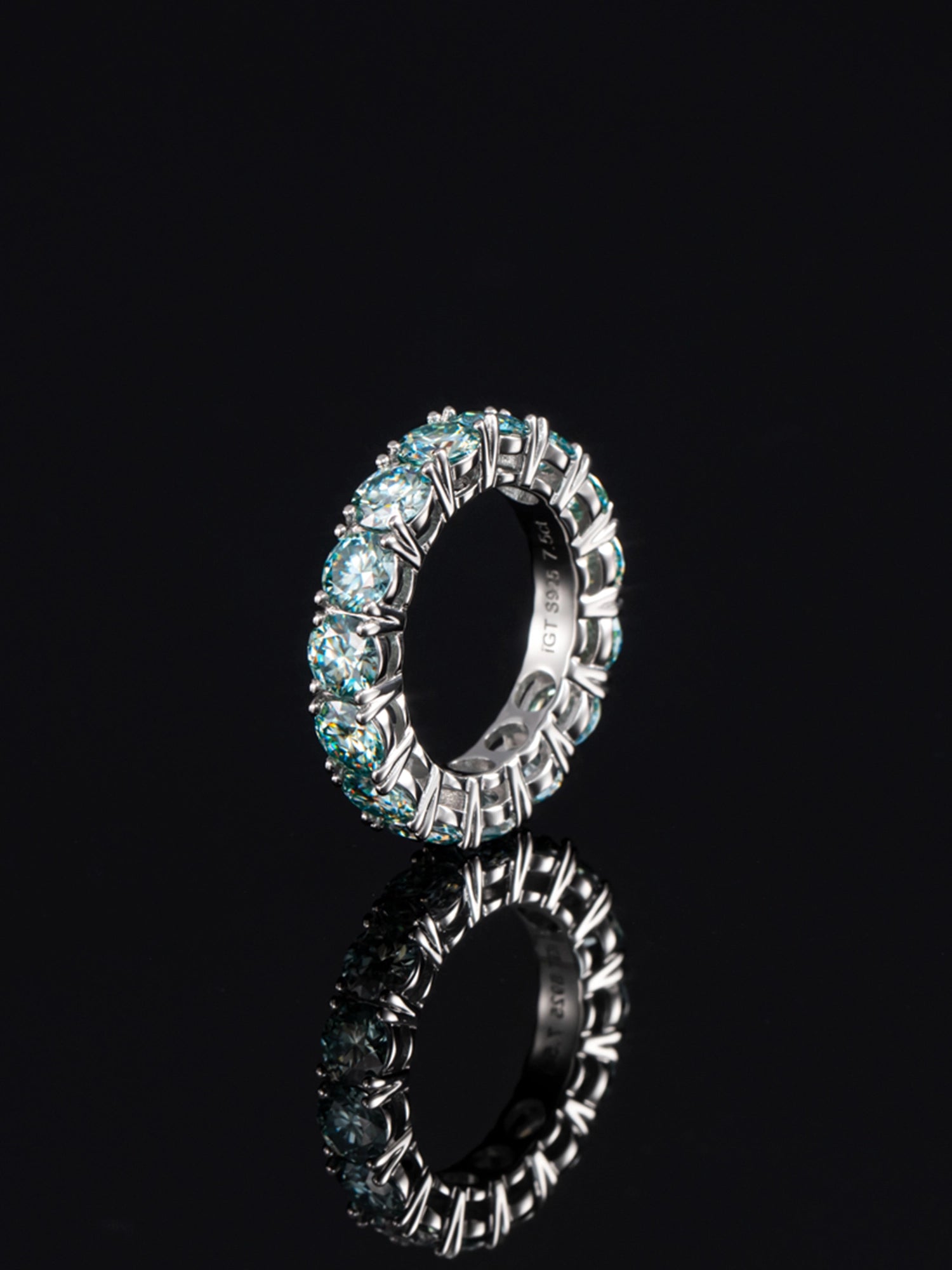5mm Blue Moissanite Eternity Ring
