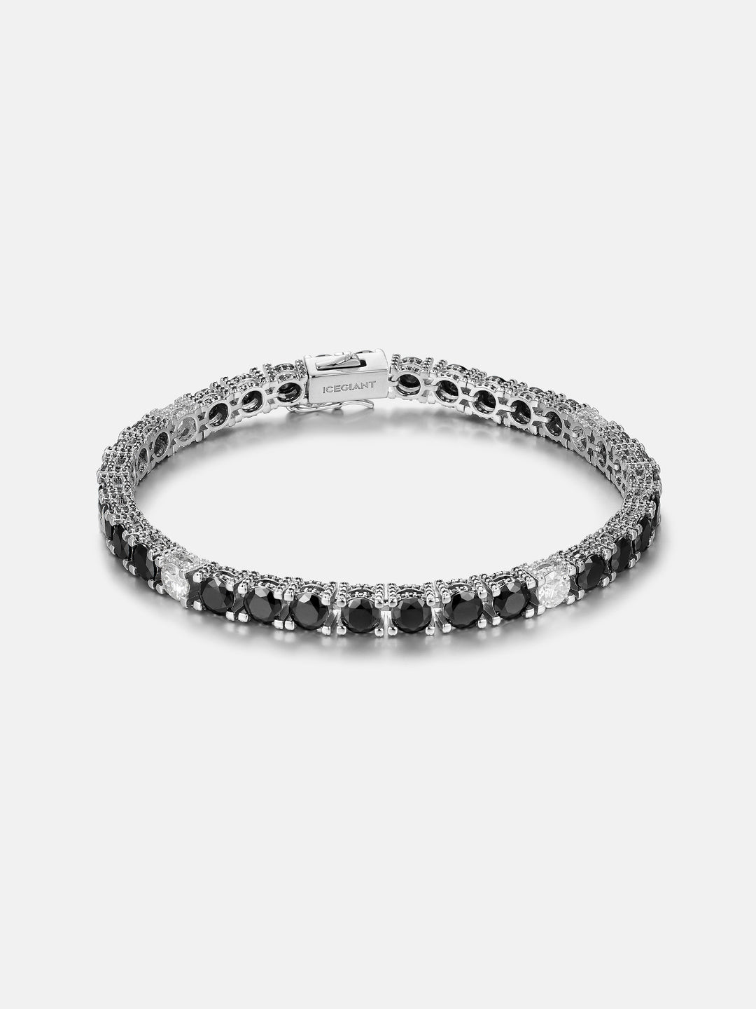 5mm 3-Sided Iced Black & White Moissanite Tennis Bracelet