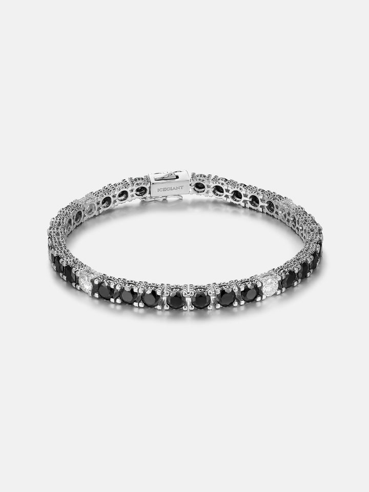 5mm 3-Sided Iced Black & White Moissanite Tennis Bracelet