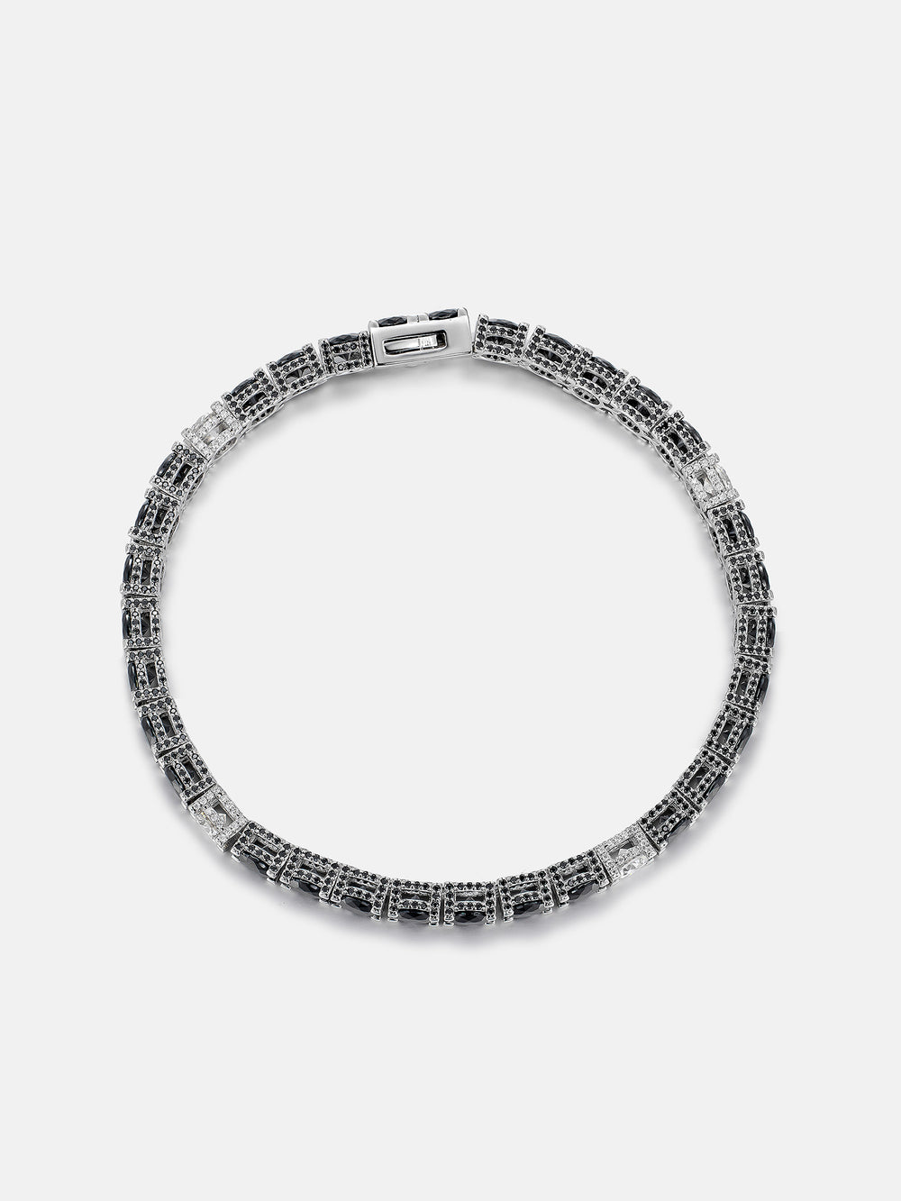 5mm 3-Sided Iced Black & White Moissanite Tennis Bracelet