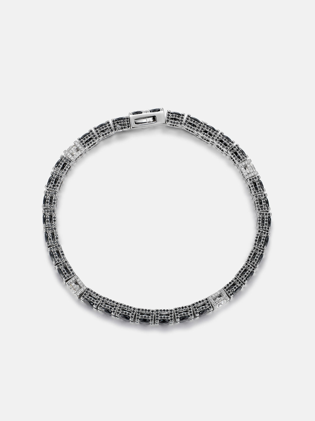5mm 3-Sided Iced Black & White Moissanite Tennis Bracelet