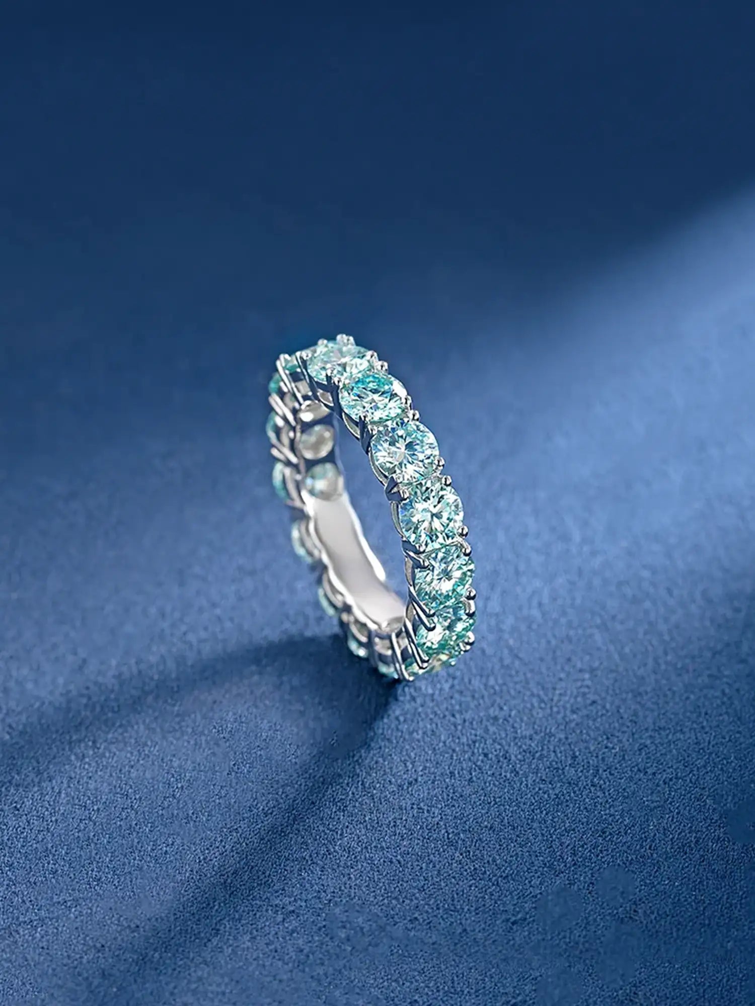 5mm Blue Moissanite Eternity Ring