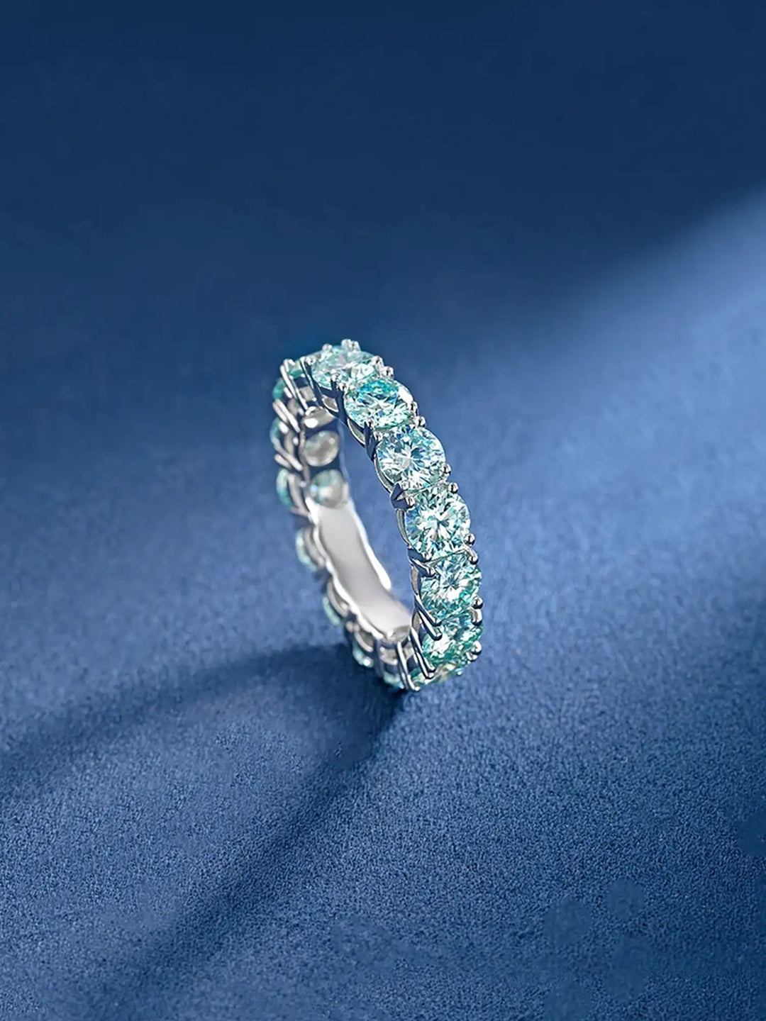 5mm Blue Moissanite Eternity Ring