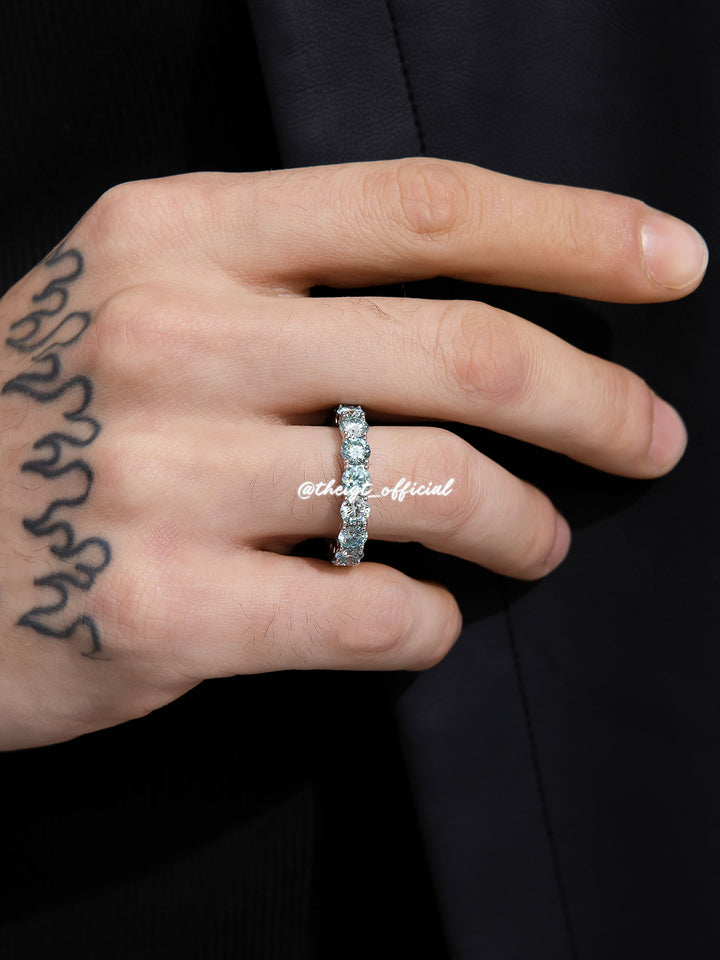 5mm Blue Moissanite Eternity Ring