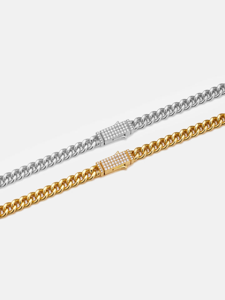 Solid Gold 5mm Miami Cuban Chain With Iced Clasp - deposit