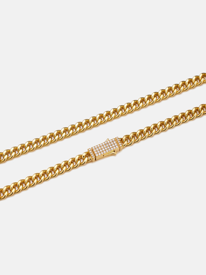 Solid Gold 5mm Miami Cuban Chain With Iced Clasp - deposit