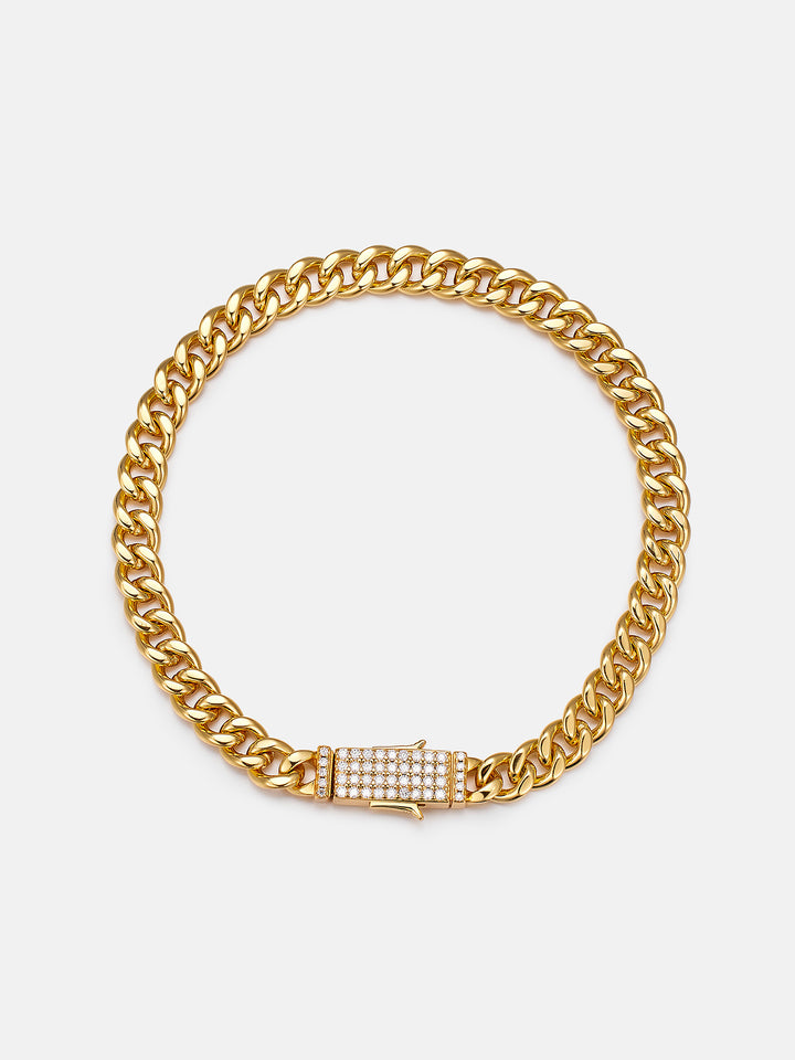 Solid Gold 5mm Miami Cuban Chain With Iced Clasp - deposit