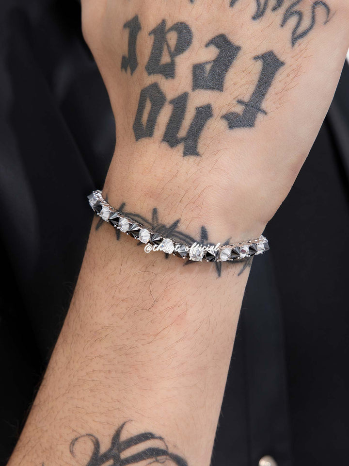 5mm Reverse-Set Black & White Moissanite Tennis Bracelet