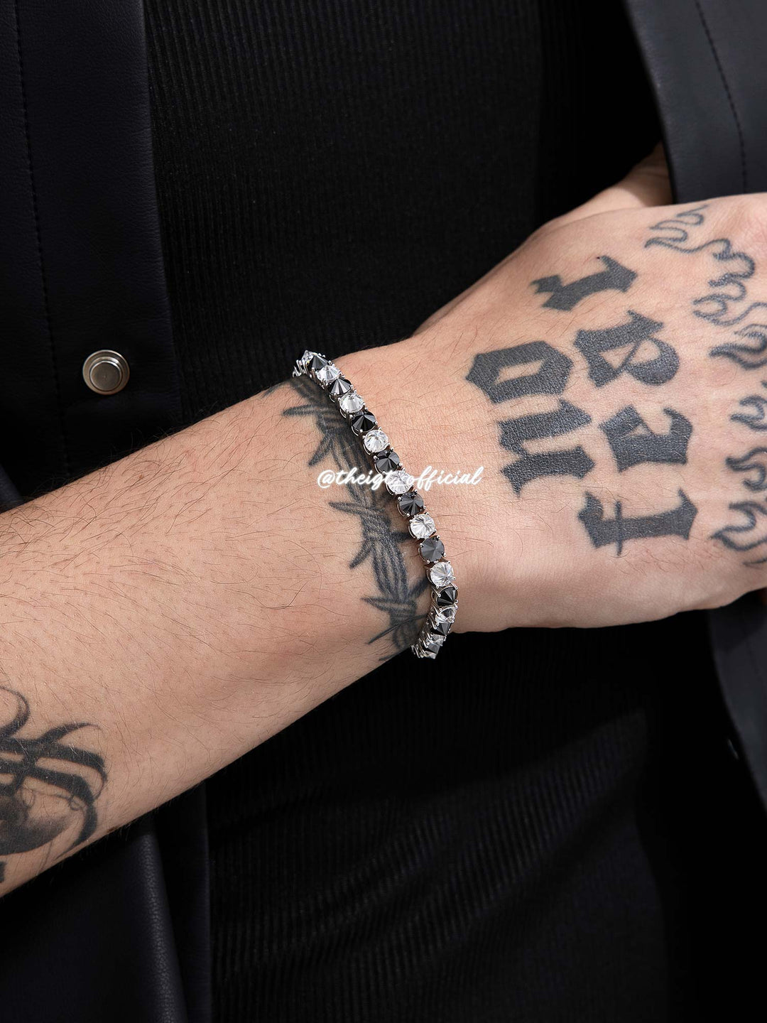 5mm Reverse-Set Black & White Moissanite Tennis Bracelet