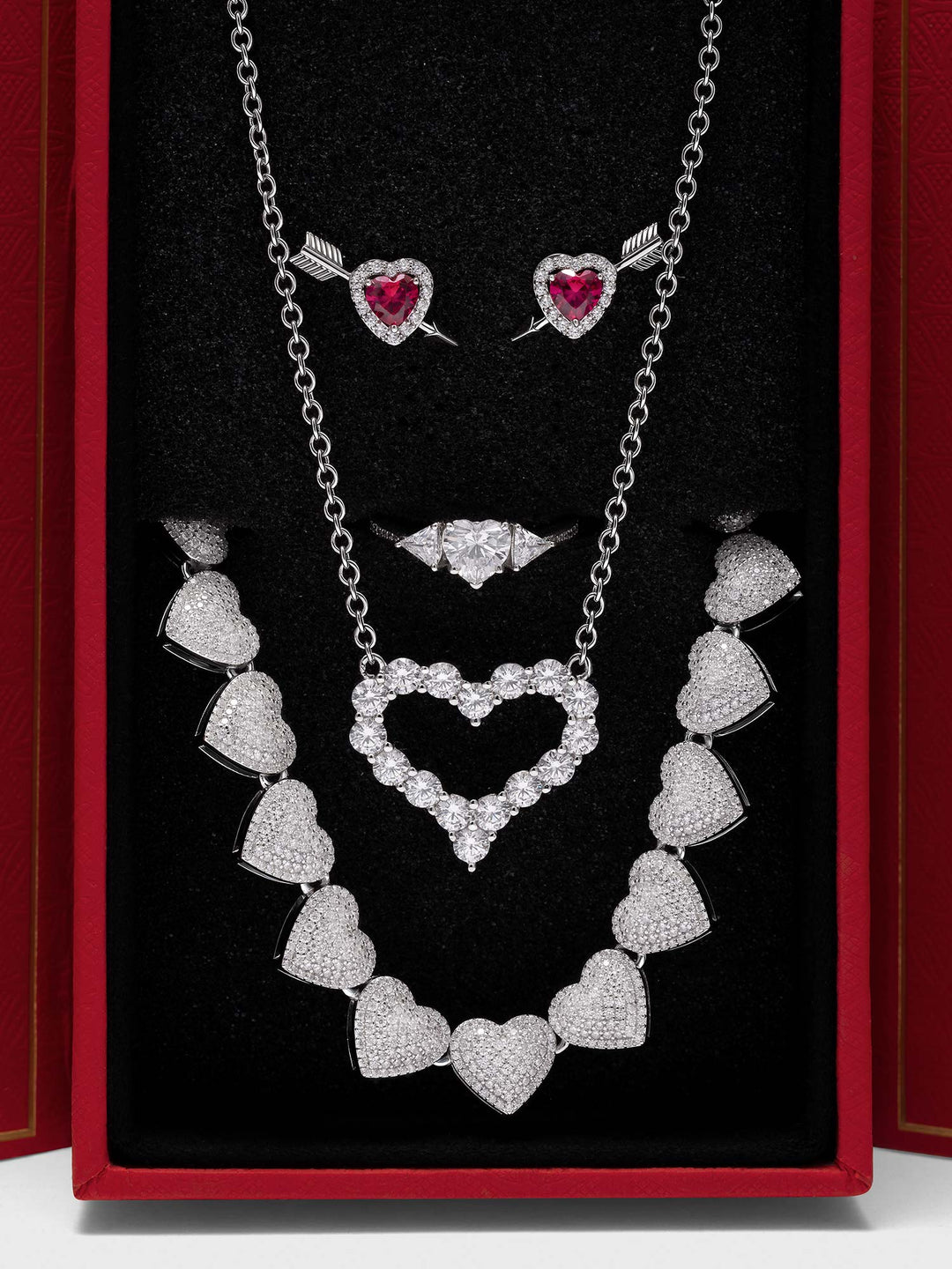 6-Piece Moissanite "Arrow of Love" Heart Jewelry Set