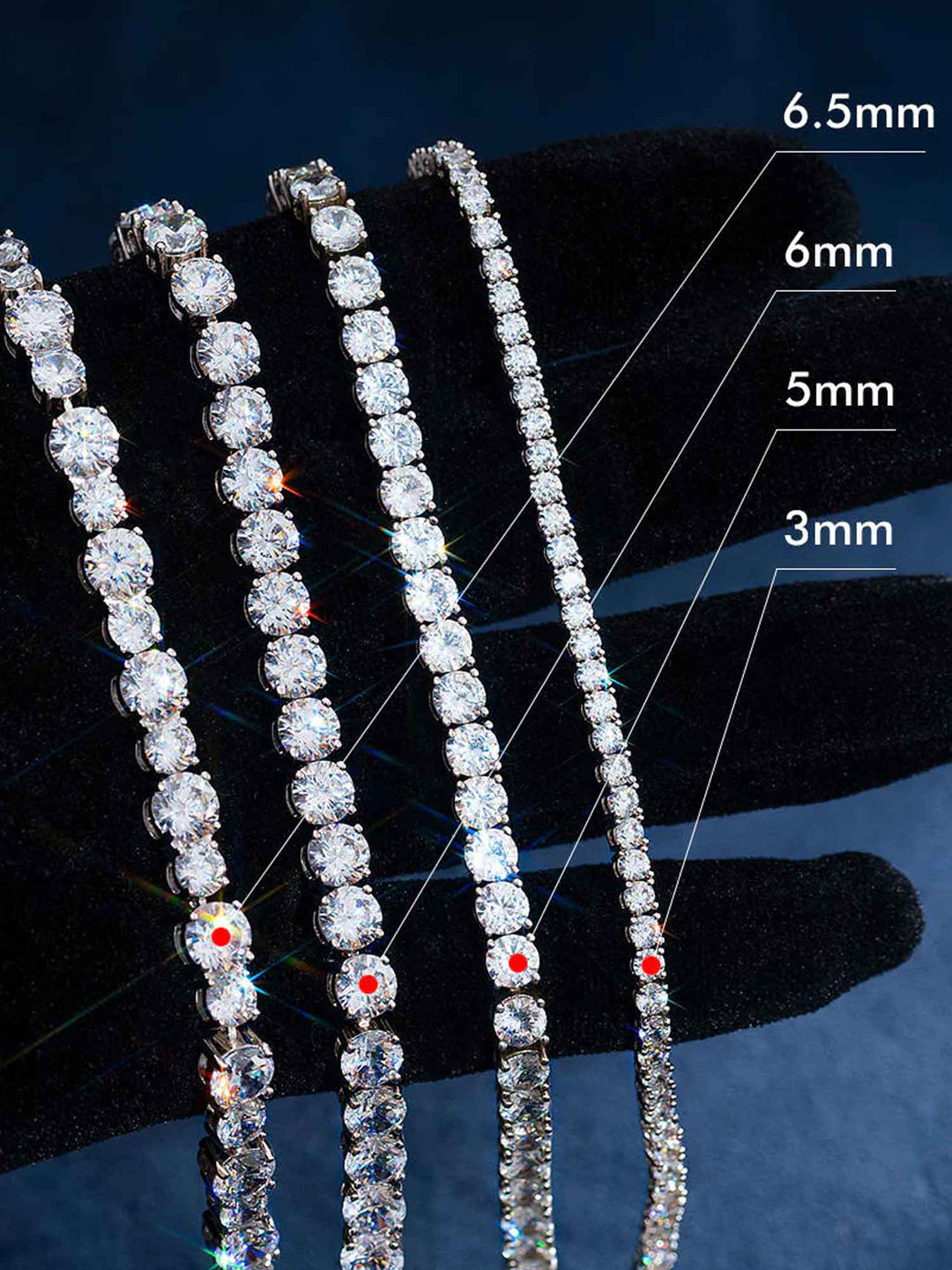 MIXED SIZE 6.5MM MOISSANITE TENNIS CHAIN