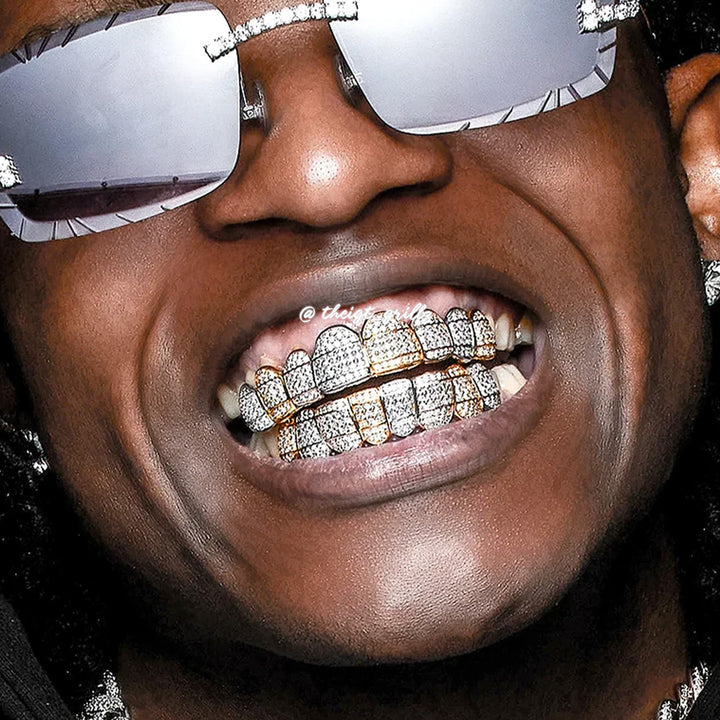 Custom Tri-Colored Diamond Grillz