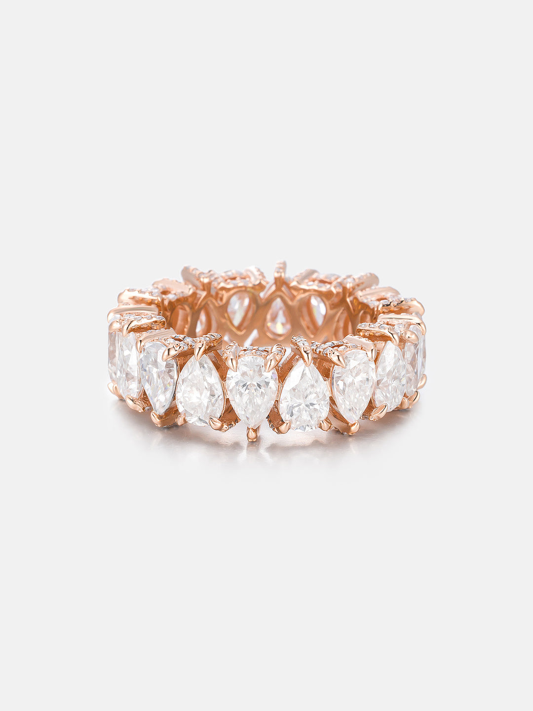 6MM Pear Moissanite Pavé Side Eternity Ring - ICEGIANT