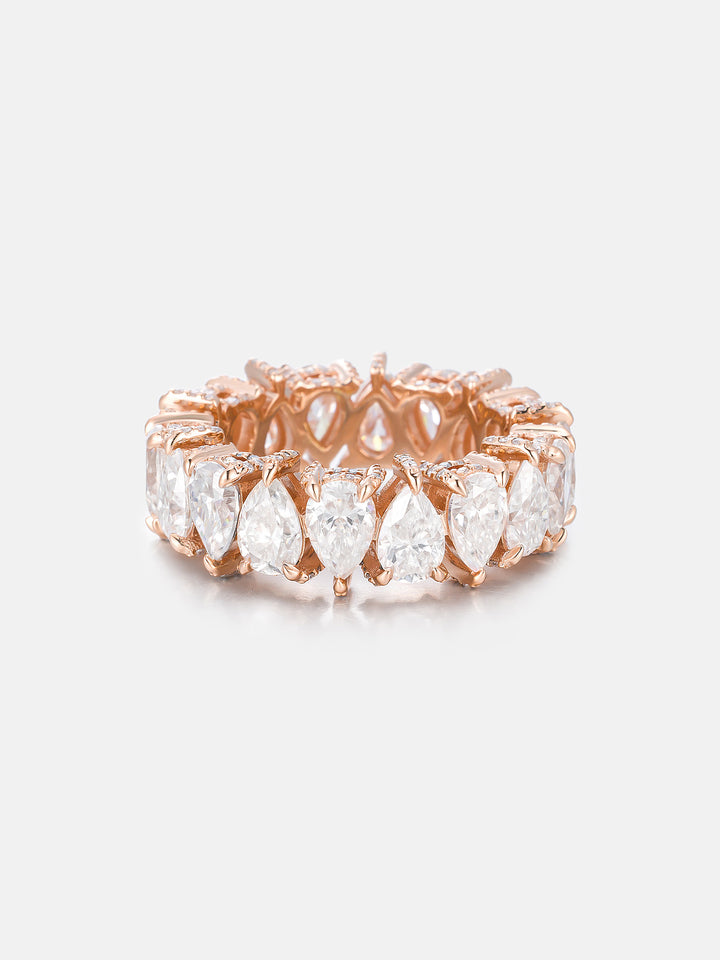 6MM Pear Moissanite Pavé Side Eternity Ring - ICEGIANT