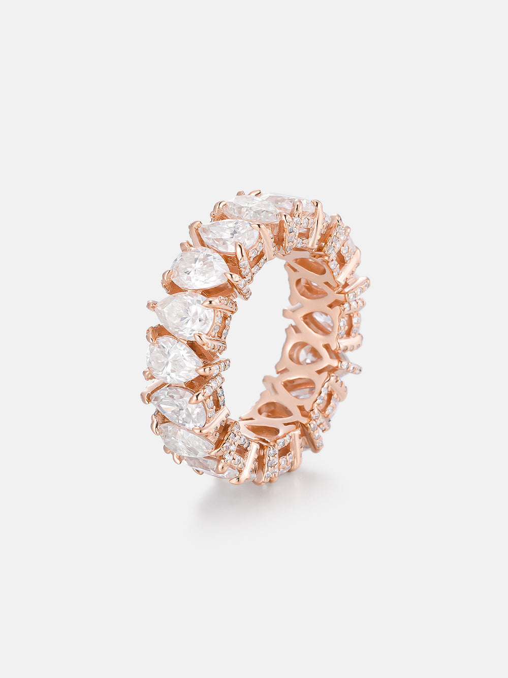 6MM Pear Moissanite Pavé Side Eternity Ring - ICEGIANT