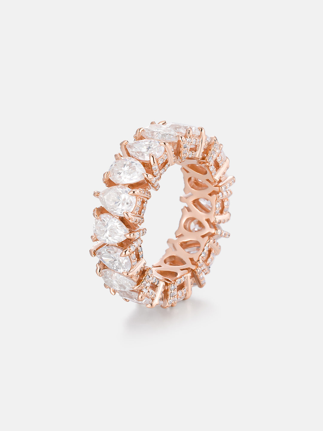 6MM Pear Moissanite Pavé Side Eternity Ring - ICEGIANT