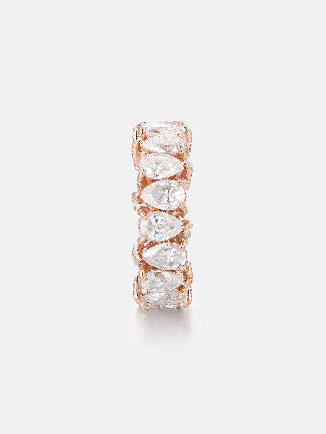 6MM Pear Moissanite Pavé Side Eternity Ring - ICEGIANT