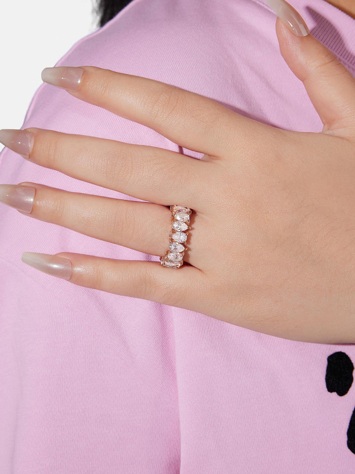6MM Pear Moissanite Pavé Side Eternity Ring - ICEGIANT