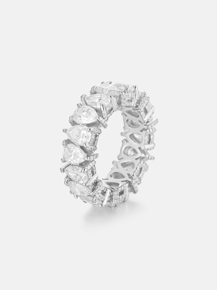 6MM Pear Moissanite Pavé Side Eternity Ring - ICEGIANT