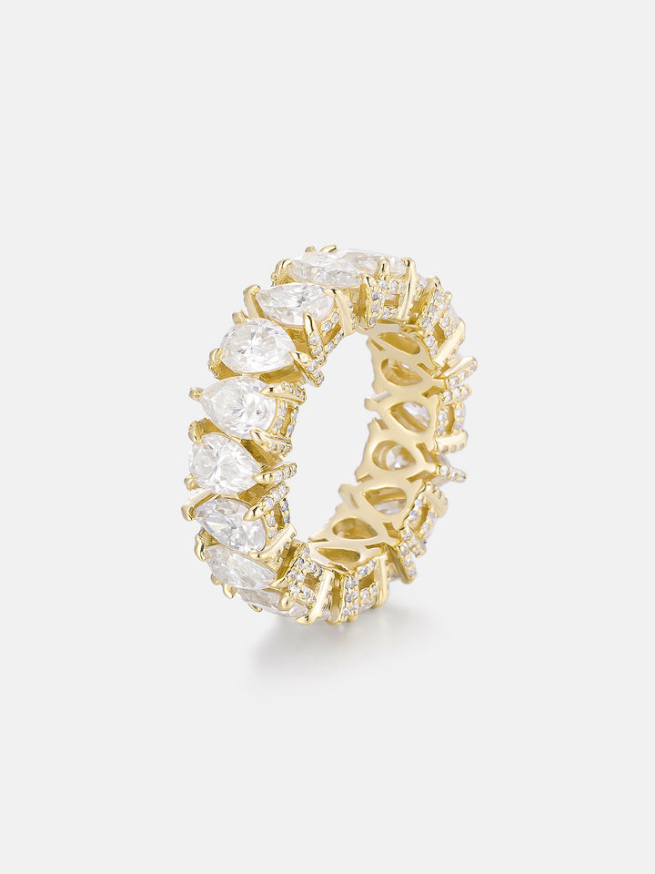 6MM Pear Moissanite Pavé Side Eternity Ring - ICEGIANT