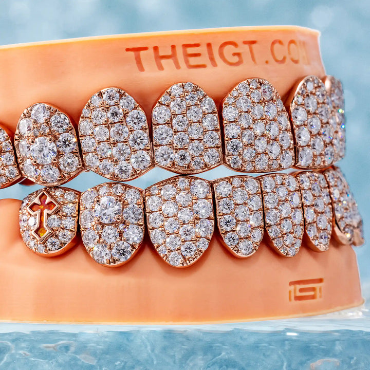 6 Pointer Diamond Grillz W Red Cross Opal