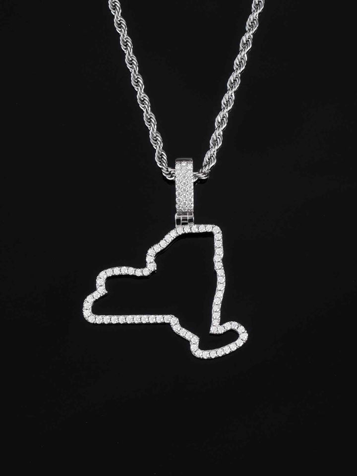 New York US State Moissanite Map Pendant