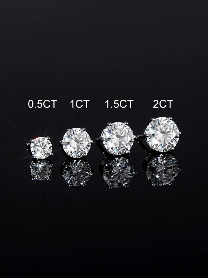 925 Sterling Silver Round Cut Moissanite Earrings-1.00CT Total