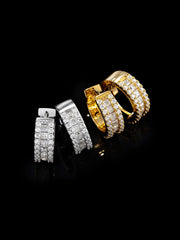 14K Solid Gold Moissanite Princess Cut Hoop Earrings