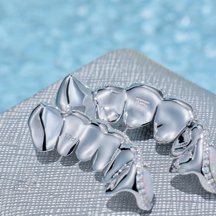 Iced 6 Teeth Connecting Bridge Opal Grillz Bar