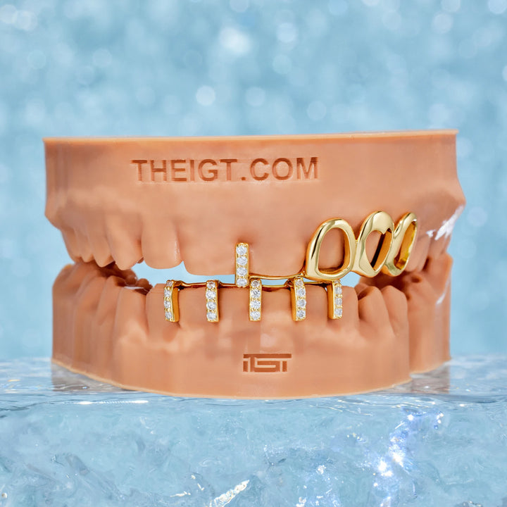 Open Face With Diamond Gap Bar Grillz