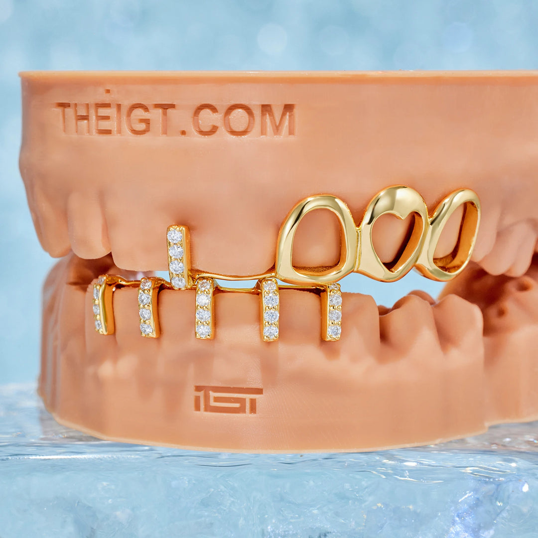 Open Face With Diamond Gap Bar Grillz