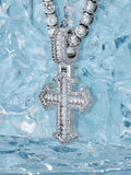 Baguette Style Moissanite Gothic Cross Pendant