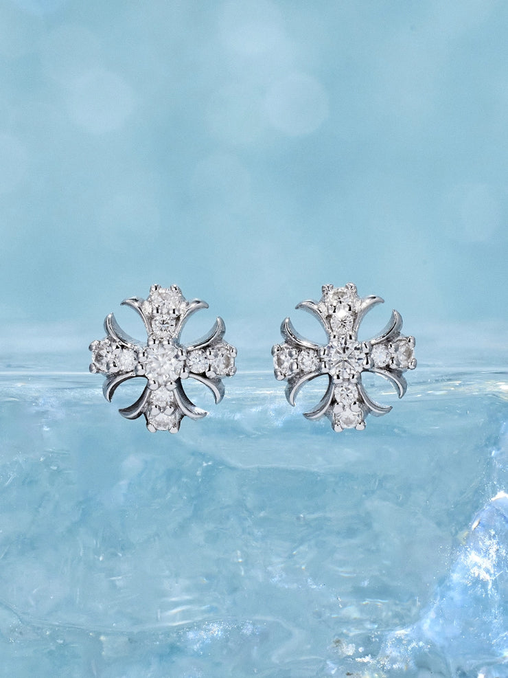 S925 Moissanite Catholic Cross Stud Earrings