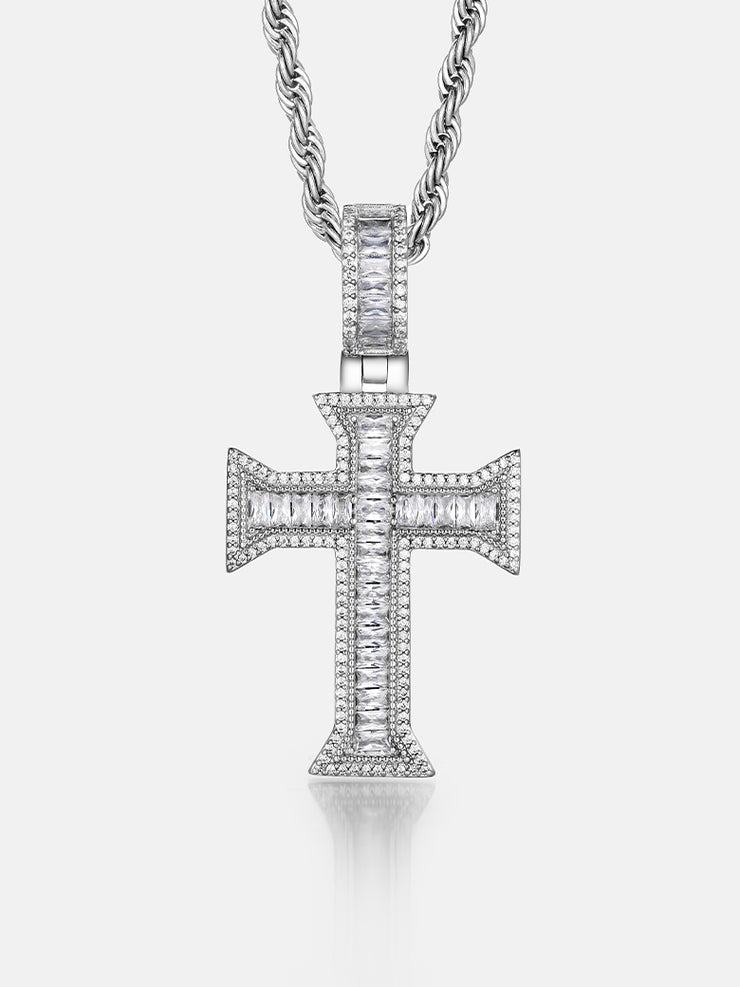 Moissanite Templar Baguette Cross Pendant