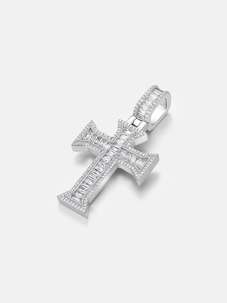 Moissanite Templar Baguette Cross Pendant