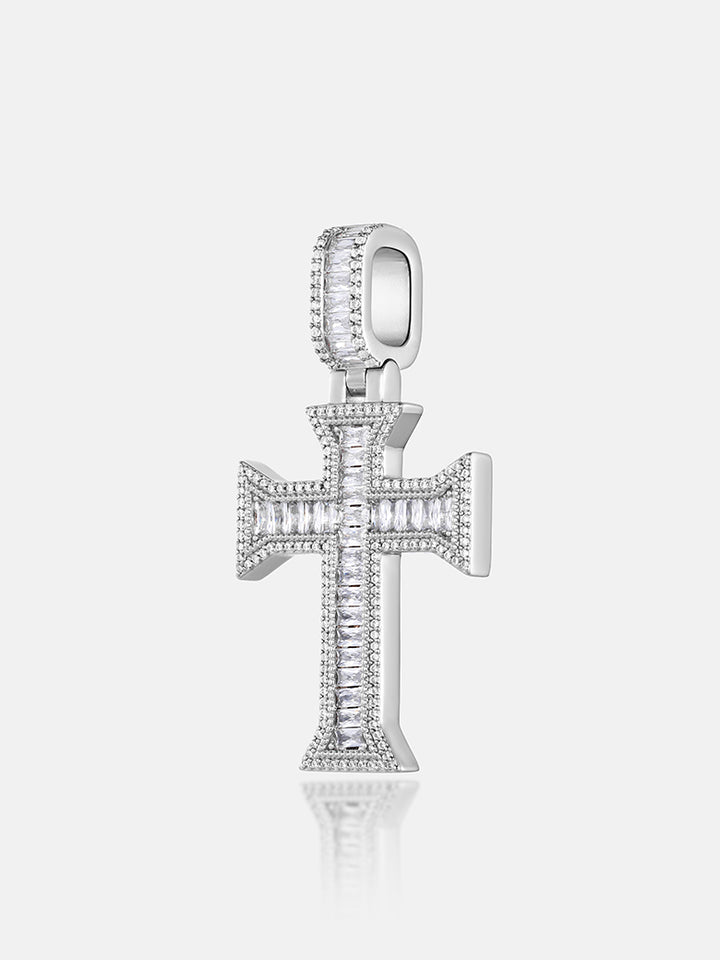 Moissanite Templar Baguette Cross Pendant