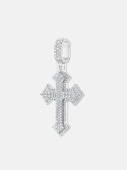 Double Layer Moissanite Cluster Cross Pendant