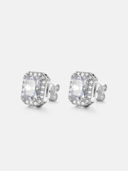 Baguette Moissanite Round Clustered Stud Earrings