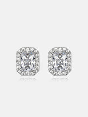 Baguette Moissanite Round Clustered Stud Earrings