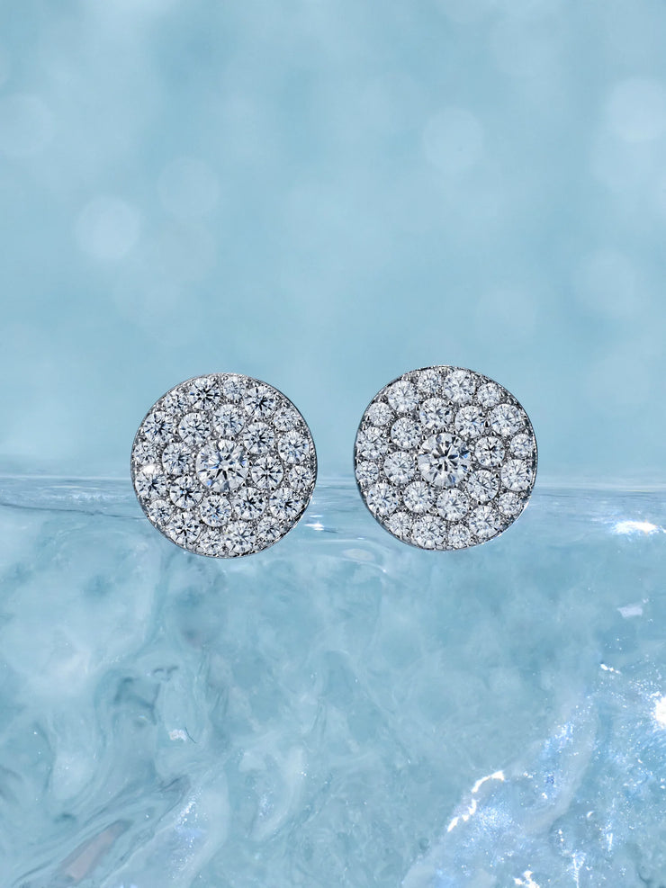 Moissanite Round Circle Cluster Stud Earrings