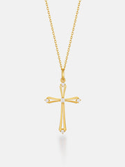 Solid Gold Diamond Open Cross Pendant