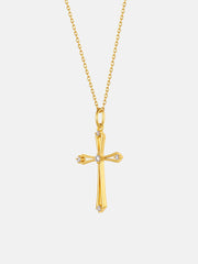 Solid Gold Diamond Open Cross Pendant