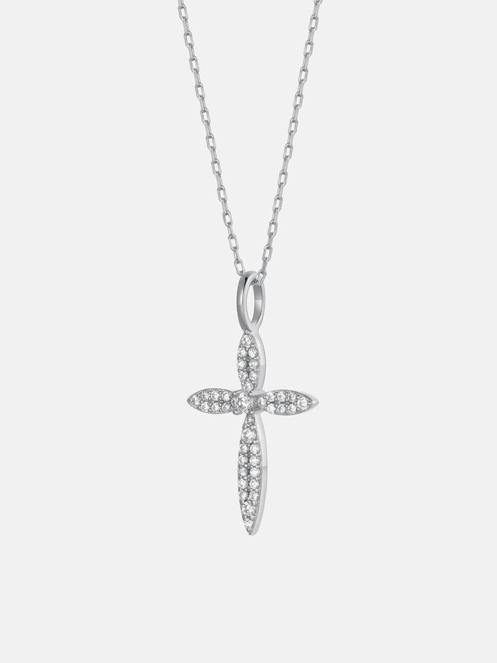 Solid Gold Four Leaf Clover Cross Pendant