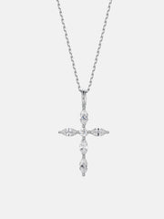 Solid Gold Marquise Cut Diamond Cross Pendant