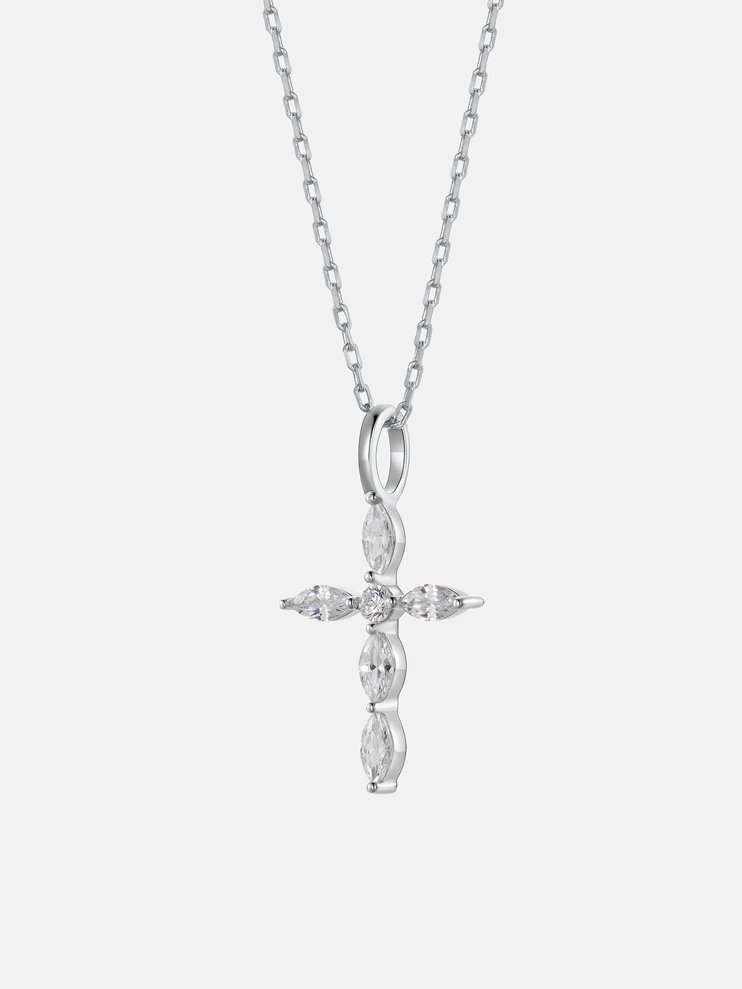 Solid Gold Marquise Cut Diamond Cross Pendant