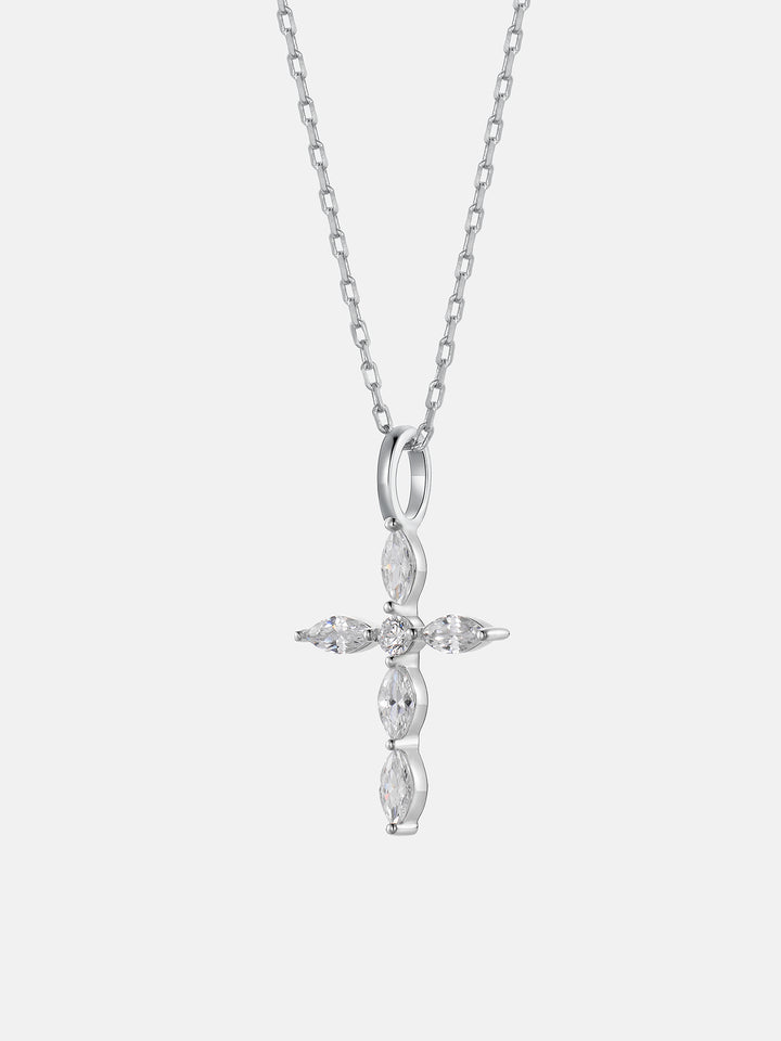 Solid Gold Marquise Cut Diamond Cross Pendant