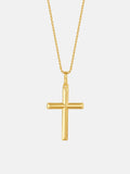 Solid Gold Striped Crucifix Pendant
