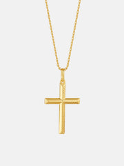 Solid Gold Striped Crucifix Pendant